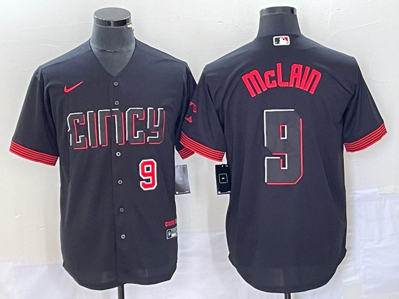 Men Cincinnati Reds #9 Mclain Nike Black 2023 City Connect Replica Player MLB Jersey7